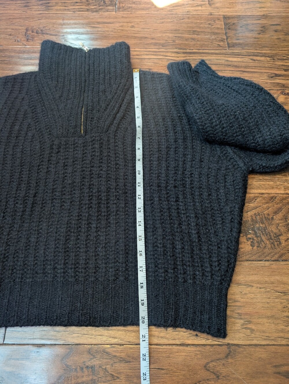 ba&sh Alpaca Blend Quarter Zip Pullover Sweater in Black Size 1 (Small) - Picture 9 of 10